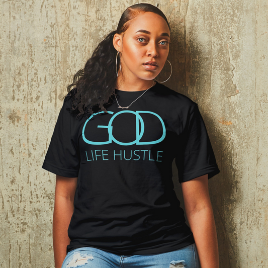 GodLife Hustle T-Shirt - Black / Turquoise - GodLife Hustle